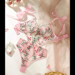 تصویر بادی فانتزی شین (Shein) زنانه توری گلدوزی با بند روبانی 