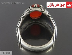 تصویر انگشتر نقره عقیق یمنی قرمز طرح سنتی مردانه کد 117856 