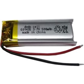 تصویر باتری لیتیوم پلیمر 3.7v ظرفیت 500mA ابعاد 601435 