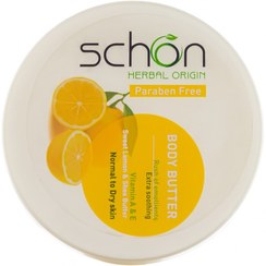 تصویر بادی باتر حاوی لیمو و شی باتر 200میل شون Schon Lemon Body Butter