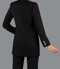 تصویر کت بلند لمه میله ای دو دکمه 