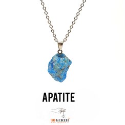 تصویر گردنبند سنگی آپاتیت اصل و معدنی طرح راف با زنجیر استیل رایگان Rough design apatite stone necklace