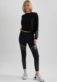 تصویر سویشرت ورزشی DeFactoFit Oversize Fit Crew Neck زنانه مشکی دیفکتو 