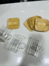 تصویر زیر لیوانی بامبو ۶ عددی 