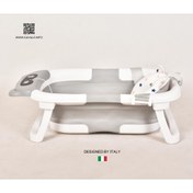 تصویر وان حمام تاشو کودک کم با تشک آسان شور 