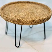 تصویر میز عسلی حصیری پایه سنجاقی Honey table wicker pin base 50 cm