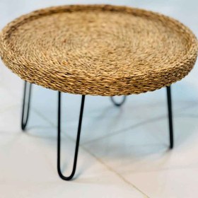 تصویر میز عسلی حصیری پایه سنجاقی Honey table wicker pin base 50 cm