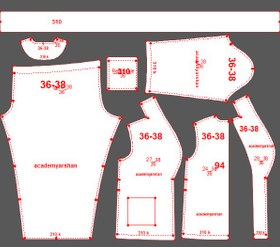 تصویر الگوی آماده ست خواب همراه شلوار کد 310 - سایز 2 ( 40-42 ) 