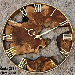 تصویر ساعت چوبی روستیک 50Cm چوب زیتون Z564 