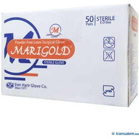تصویر دستکش استریل جراحی بدون پودر ماری گلد Powder Free Latex Surgical Glove(Marigold) 