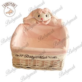 تصویر سبد بهداشتی مربع خرگوش رنگ صورتی 