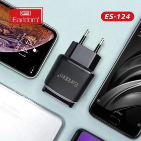 تصویر شارژر دیواری Earldom مدل ES-124 به همراه کابل تبدیل MicroUSB 