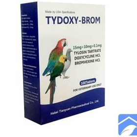 تصویر قرص ضد عفونت و سرماخوردگی تایدوکسی برم مخصوص کبوتر و پرندگان زینتی ورق 10 عددی TYDOXY BROM 