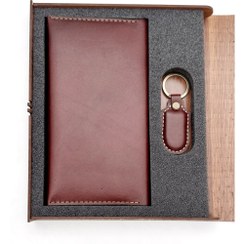 تصویر ست کیف پول و جاکلیدی چرم (ساوین و اُوال) 