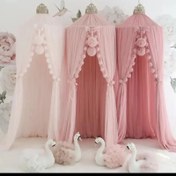 تصویر تور تخت خواب توپک دار ، مناسب برای تخت های دو نفره تخت نوجوان و تخت کودک و سیسمونی 