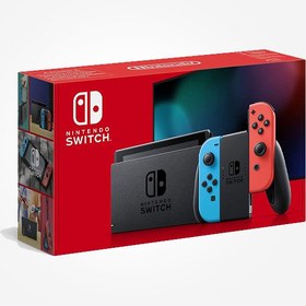 تصویر کنسول بازی نینتندو سوییچ نئون قرمز آبی مدلB07W4CK8KR Nintendo Switch Extended Battery Version (Neon Red/Neon Blue) - International Version