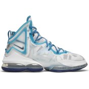 تصویر کتونی بسکتبالی نایکی لبرون 19 سفید آبی Space Jam x LeBron 19 'Sweatsuit'