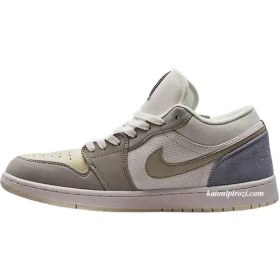 تصویر نایک ایر جردن 1 بدون ساق کرافت اینساید شیری آبی کرم (Nike Air Jordan 1 Low SE Craft Inside Out Tech Grey) 