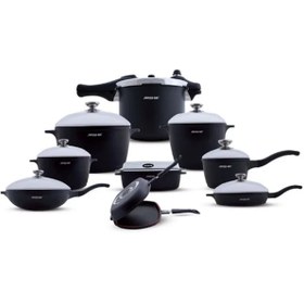 تصویر سرویس قابلمه 18 پارچه گرانیت عرشیا CO395-2388 ARSHIA 18PCS Granite Cookware Set CO395-2388