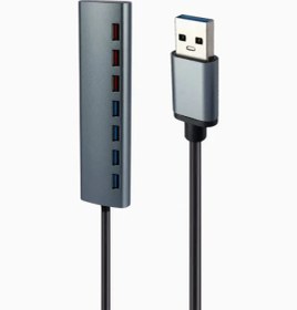 تصویر هاب 7 پورت USB 3.0 کی نت مدل H11 Knet K-HUAMH117 7port USB 3.0 HUB