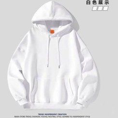 تصویر هودی سفید لش مردانه کیفیت عالی | قواره آزاد پارچه دورس 