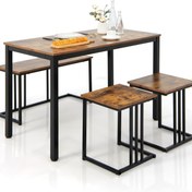 تصویر میز و صندلی ناهارخوری کافه و کافی شاپ آهن و چوب مدل TMD31 
