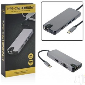 تصویر هاب 8 پورت Type-C to HDMI 8 in 1 