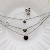 تصویر نیم ست قلب نقره ای استیل 