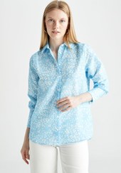 تصویر پیراهن زنانه آبی دفکتو | Y7079AZ22SM Defacto 