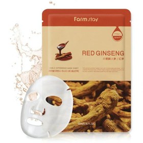 تصویر ماسک صورت جینسینگ قرمز فارم استی حجم 23 میل اورجینال red ginseng sheet mask Farm stay 23 ML