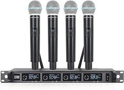 Wireless Microphone with Bluetooth, Professional UHF Dual Handheld Dynamic  Metal Mic System Set with Rechargeable Receiver, 160 ft Range, 1/4''Output