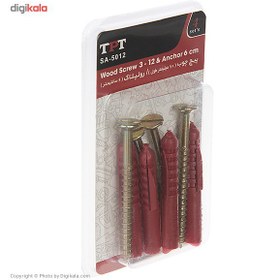 تصویر مجموعه 4 عددی پیچ چوب و رولپلاک تی پی تی مدل SA-5012 TPT SA-5012 Wood Screw And Rawlplug Pack Of 4 PCS