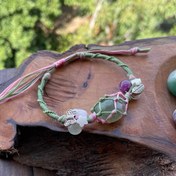 تصویر دستبند بافت فلوریت و رزکوارتز ۰۳ 