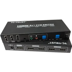 تصویر سوئيچ کی وی اِم 2 پورت HDMI تی سی تی TCT 2*1 HDMI USB KVM Switch