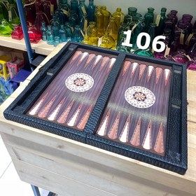 تصویر تخته نرد چرمی طرح وینگه MDF کد ۱۰۶ MDF backgammon and chess 106