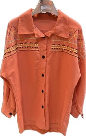 تصویر شومیز لینن گلدوزی نارنجی orange-embroidered-linen-shirt