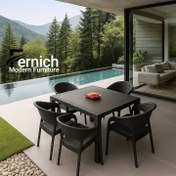 تصویر میز و صندلی حصیری باغ ویلایی مدل ارکیده 