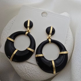 تصویر گوشواره میناکاری مشکی 