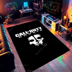 تصویر فرش اتاق گیمینگ طرح کالاف دیوتی زمینه مشکی DC-1888 