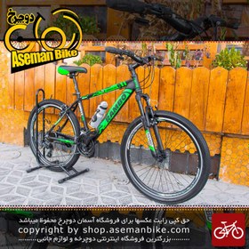 تصویر دوچرخه ی کوهستان رامبو مدل جوردن سایز 26 با سیستم دنده ی 21 سرعته مشکی سبز 2020 Bicycle Rambo Jordan MTB Size 26 21 Speed Black & Green 2020 