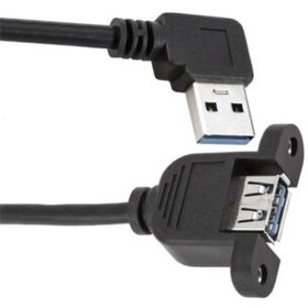 تصویر افزایش یو اس بی پنلی سری نر ۹۰ درجه تخت USB PANEL FLAT MALE 90 DEGREE EXTENSION CABLE