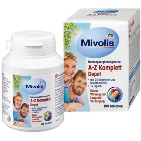 تصویر مولتی ویتامین کامل A_Z میولیس آلمان - ۱۰۰ عددی Mivolis A-Z Komplett Depot, Tabletten, 100 St., 138 g