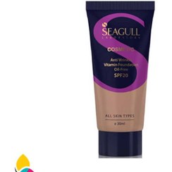 تصویر کرم پودر ضد چروک ویتامینه سی گل Seagull Anti Wrinkle Vitamin Foundation Oil Free SPF 20