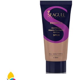 تصویر کرم پودر ضد چروک ویتامینه سی گل Seagull Anti Wrinkle Vitamin Foundation Oil Free SPF 20