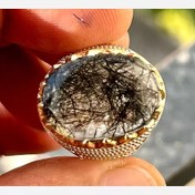 تصویر انگشتر نقره با نگین کوارتز دُر مویی 