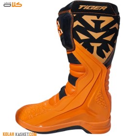 تصویر بوت موتور سواری کراسی تایگر مدل T2 رنگ نارنجی Crossy Tiger T2 motorcycle boots, orange color