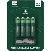 تصویر باتری نیم قلمی گرین لیون مدل Green Lion Long-Lasting 1.5V Alkaline Battery GNAKBAAA بسته 4 عددی 