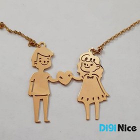 تصویر گردنبند طلا 18 عیار طرح دختر و پسر (کد DN-P0549) 