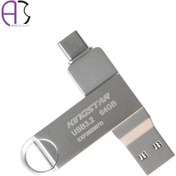 تصویر فلش مموری کینگ استار DUAL C C60 OTG Type-C USB 3 ظرفیت 128 گیگابایت King Star DUAL C C60 OTG Type-C USB 3 Flash Drive-128GB