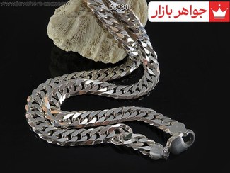 تصویر زنجیر نقره 55 سانتی کارتیه دوبل مردانه ایتالیایی کد 68330 